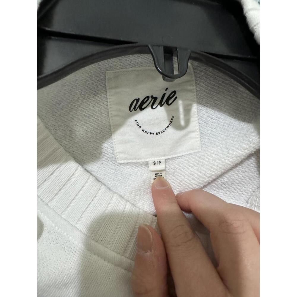 Aerie Down To Earth White Crew Neck Oversized Sweatshirt- Size Large - Picture 8 of 9